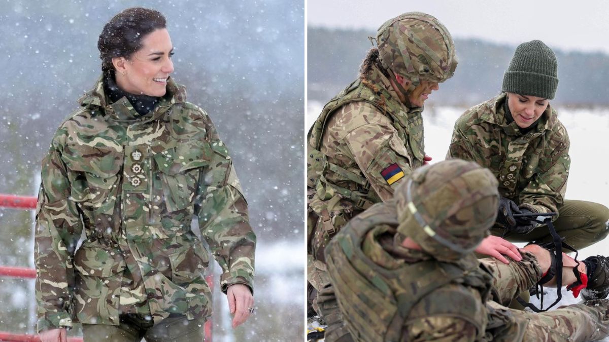 No Dia da Mulher, princesa Kate veste uniforme para participar em treino militar