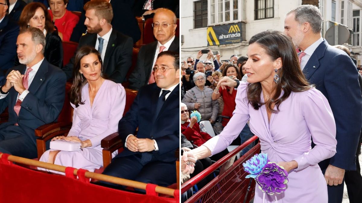 Rainha Letizia estreia encantador vestido lilás em dia de primavera