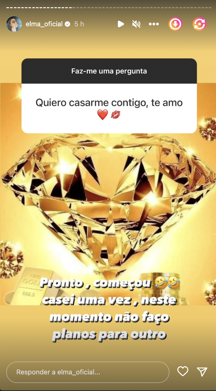 “Quero casar-me contigo. Amo-te”. Eis a resposta de Elma Aveiro à mensagem &#8216;atrevida&#8217; de internauta