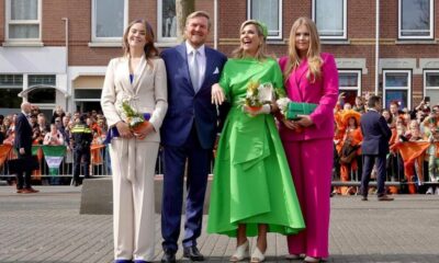 Rainha Máxima e as filhas espalham alegria com looks coloridos no Dia do Rei