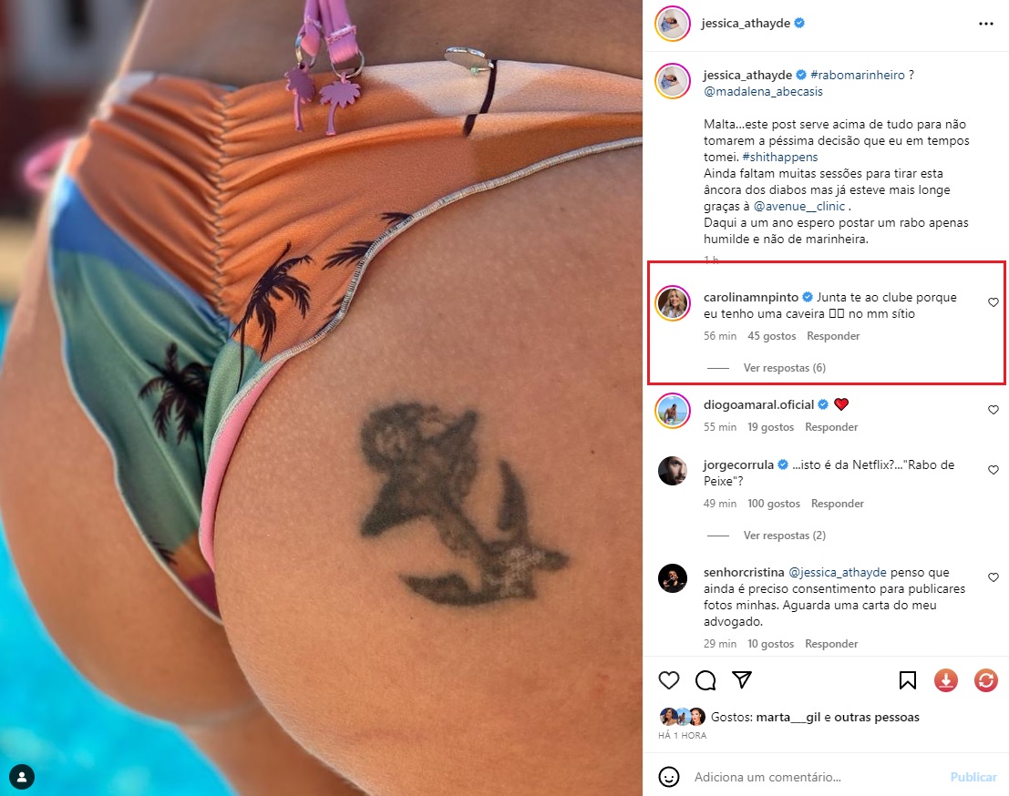 Carolina Pinto surpreende ao revelar que tem uma tatuagem no rabo