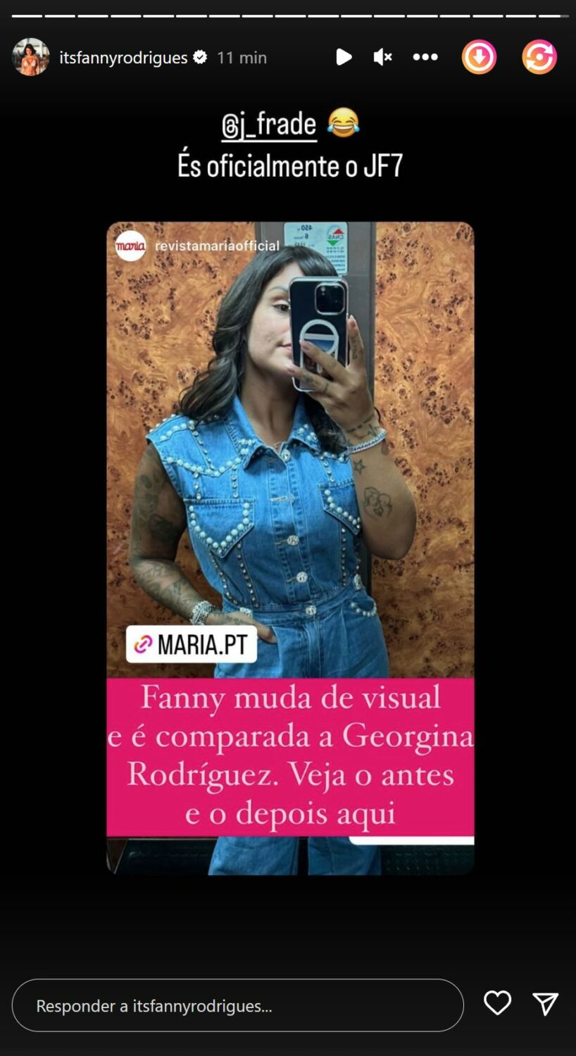 Fanny Rodrigues é &#8220;comparada&#8221; a Georgina Rodríguez e brinca com o namorado: &#8220;És oficialmente o JF7&#8230;&#8221;