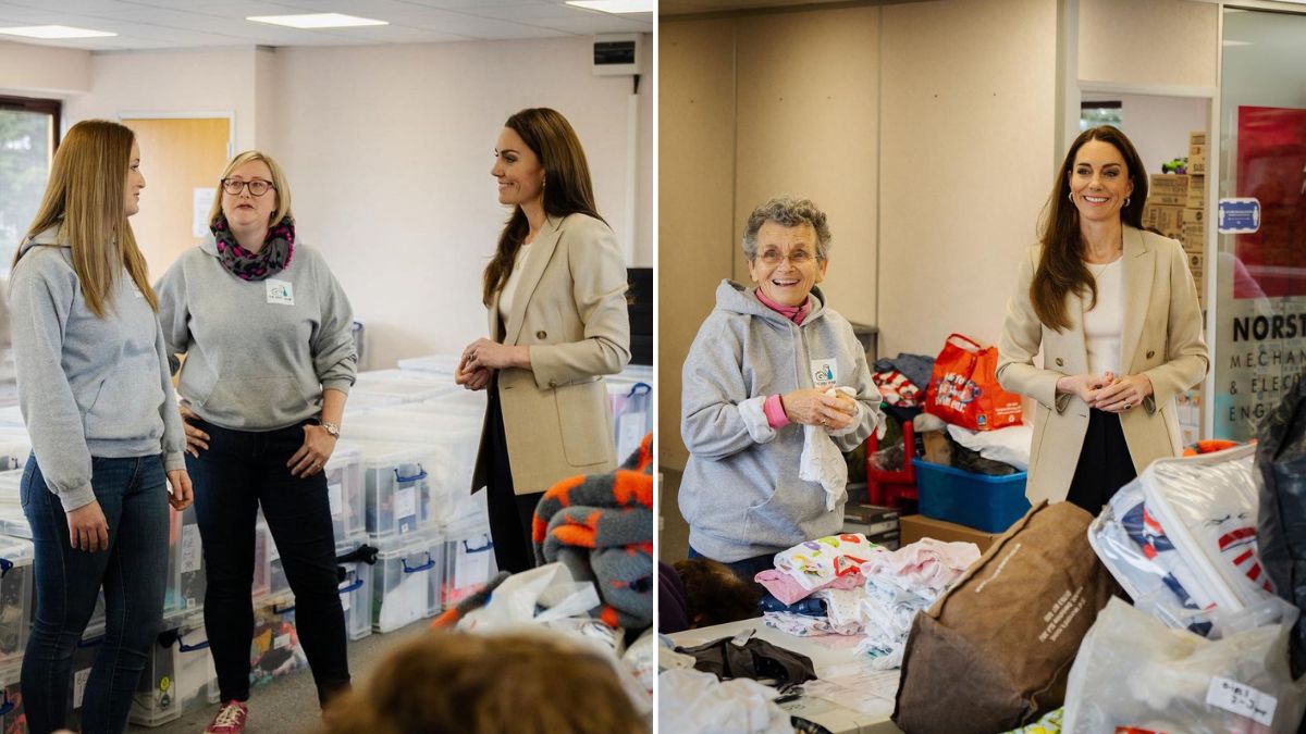 Princesa Kate ajuda voluntários de instituição que apoia bebés e crianças