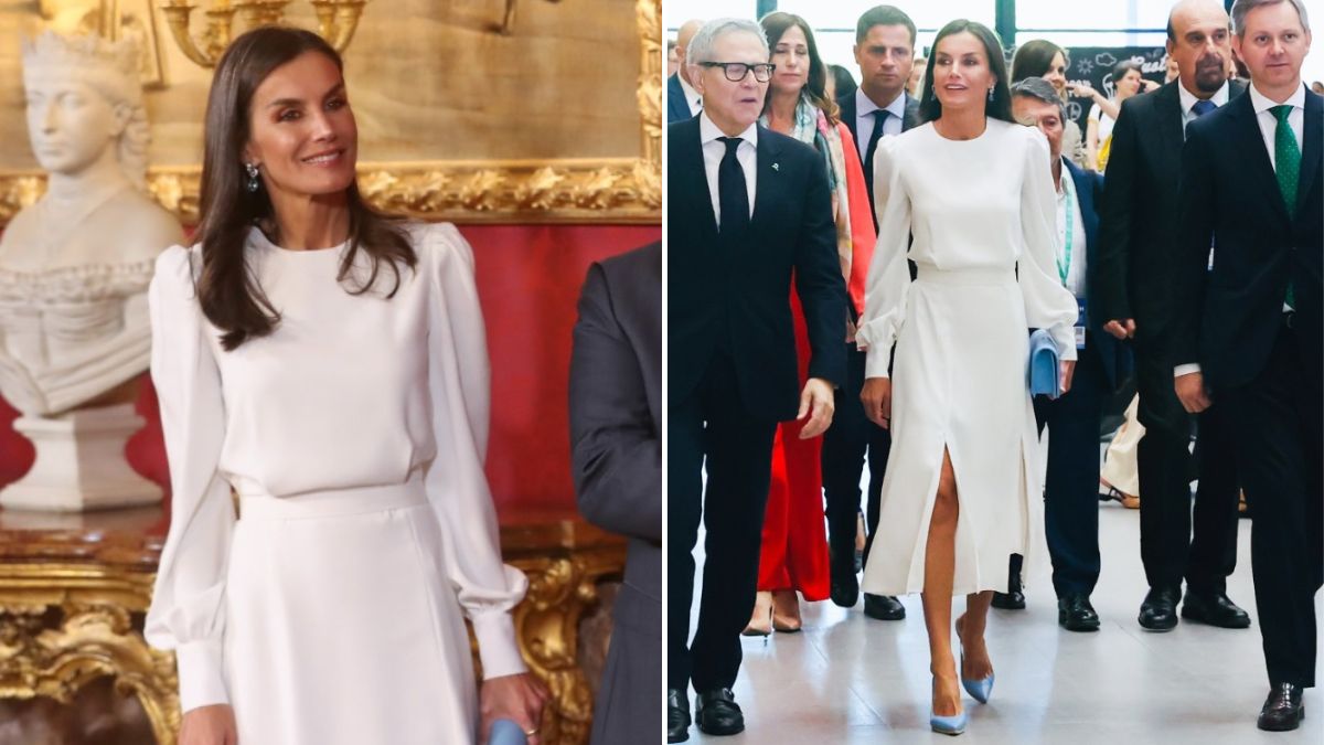 Menos é mais! Rainha Letizia surge deslumbrante com simples vestido branco