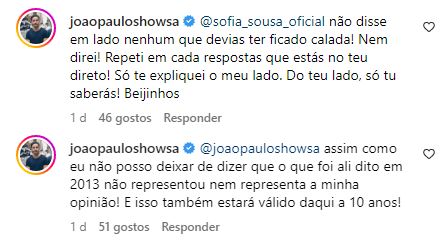 Sofia Sousa e João Paulo Sousa em &#8220;bate-boca&#8221; nas redes sociais: &#8220;Não disse que devias ter ficado calada&#8230;&#8221;