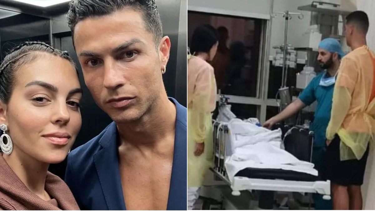 Cristiano Ronaldo e Georgina Rodriguez no hospital. Filha foi operada