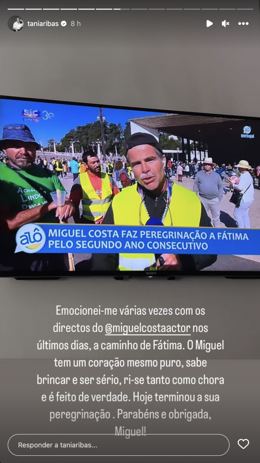 Tânia Ribas de Oliveira elogia Miguel Costa após peregrinação a Fátima: &#8220;Emocionei-me várias vezes&#8230;&#8221;