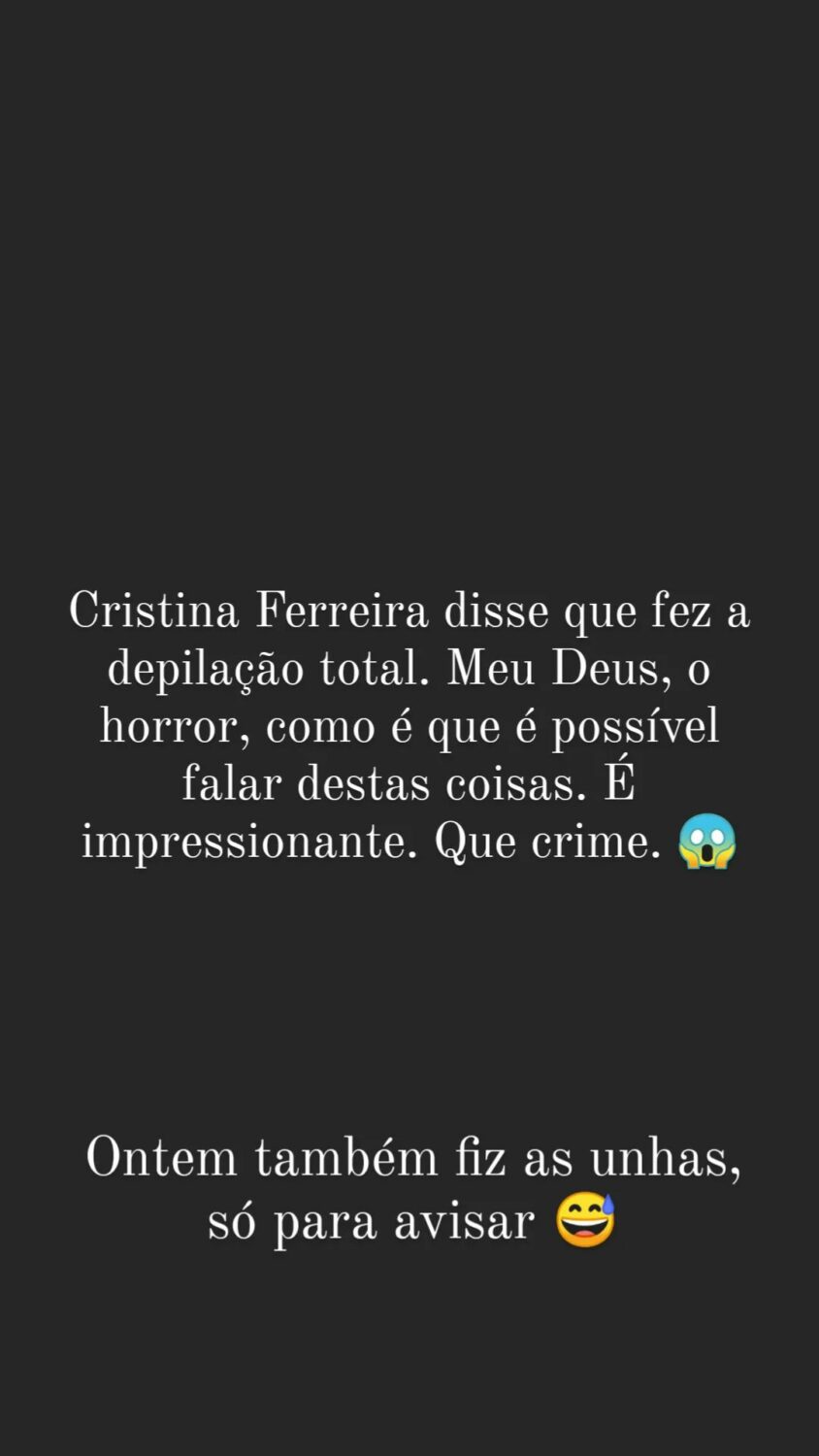 Depilação íntima? Cristina Ferreira reage: &#8220;O horror, como é que é possível falar destas coisas&#8221;