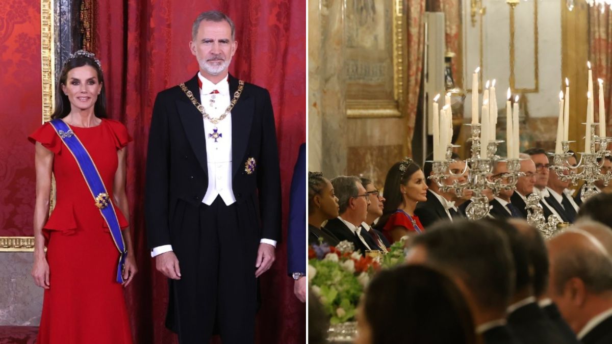 Rainha Letizia surge com tiara &#8216;irreverente&#8217; em banquete no Palácio Real de Madrid