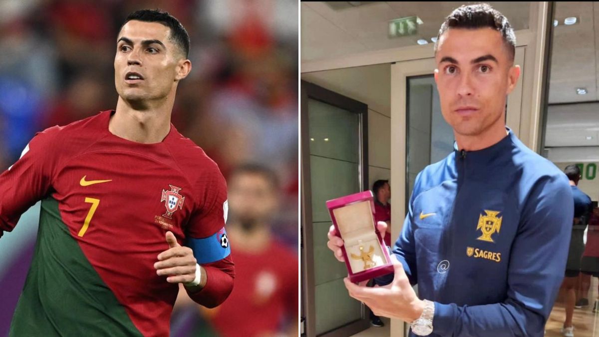 Presente de luxo! Fã iraniano presenteia Cristiano Ronaldo com colar de ouro de 18 quilates com símbolo especial