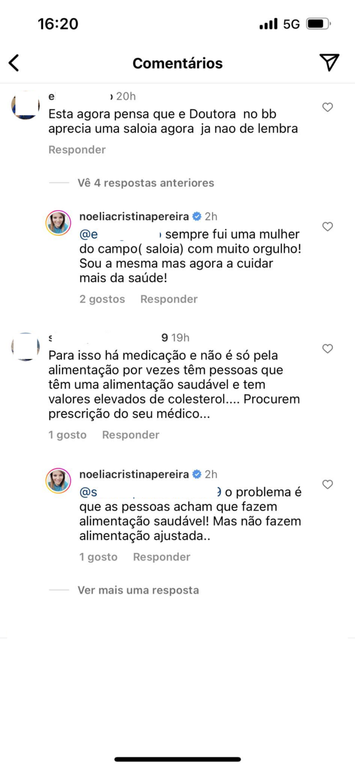Noélia Pereira reage a críticas após deixar &#8216;conselhos&#8217; de saúde: &#8220;Esta agora pensa que é doutora&#8230;&#8221;