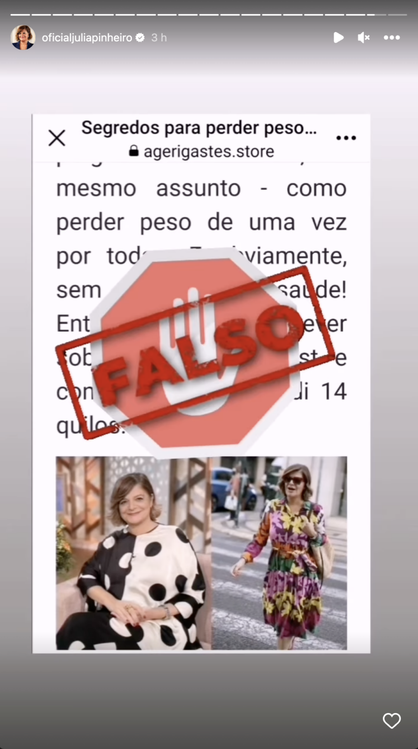 Júlia Pinheiro é &#8216;alertada&#8217; para fraude e reage: &#8220;É falso. Peço que denunciem&#8230;&#8221;