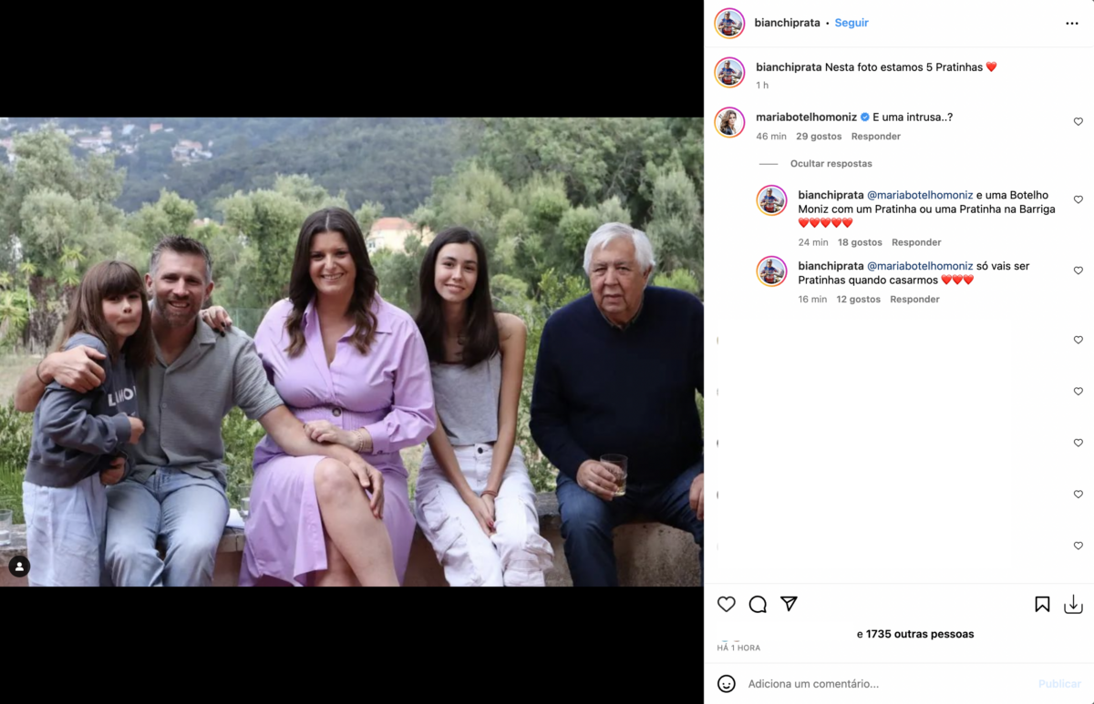 Pedro Bianchi Prata revela foto de família com Maria Botelho Moniz: &#8220;5 Pratinhas&#8230;&#8221;