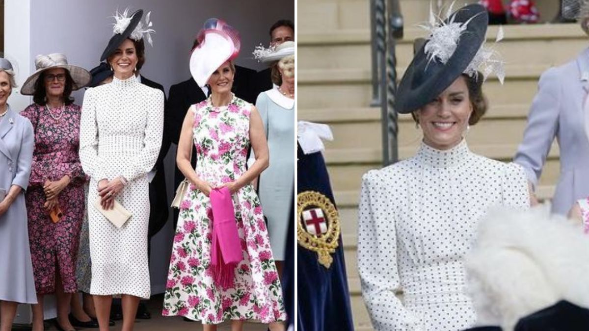 Princesa Kate dá lição de estilo e elegância com vestido às bolinhas na Ordem da Jarreteira
