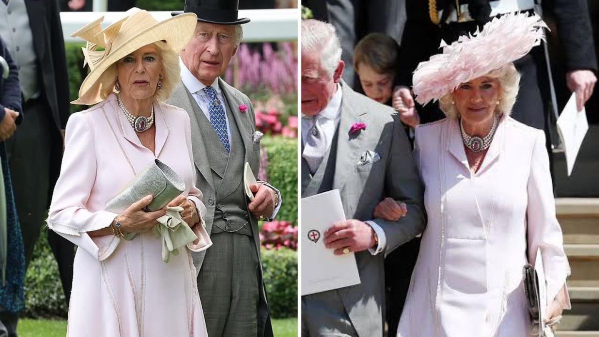 Rainha Camilla recupera look que usou no casamento do príncipe Harry e Meghan Markle