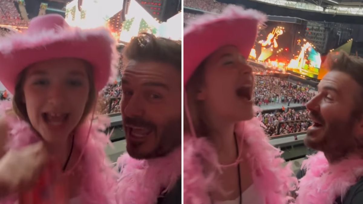 David Beckham diverte-se com a filha de 11 anos em concerto de Harry Styles. Veja o vídeo