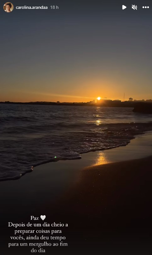 A ver o pôr do sol na praia, Carolina Aranda desabafa: &#8220;Nos dias mais complicados, o mar cura&#8230;&#8221;
