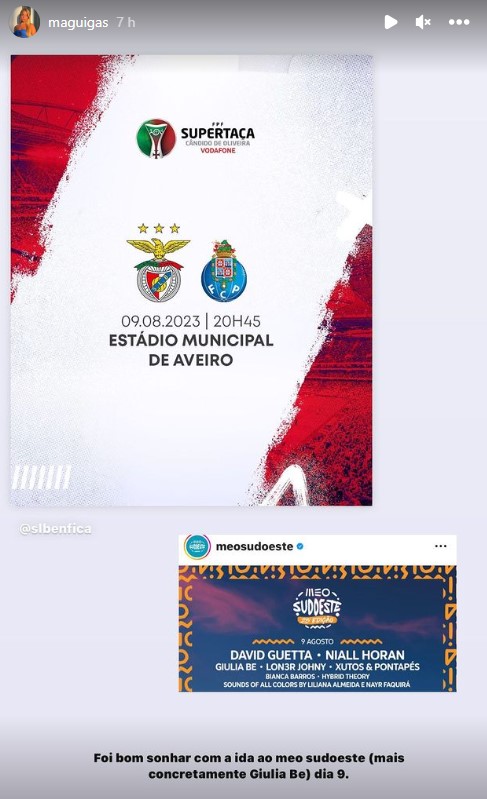 Namorada de Gonçalo Ramos ‘troca’ festival por jogo do Benfica e partilha conselho: &#8220;Tenho dito&#8221;
