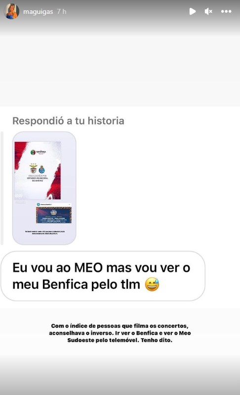 Namorada de Gonçalo Ramos ‘troca’ festival por jogo do Benfica e partilha conselho: &#8220;Tenho dito&#8221;