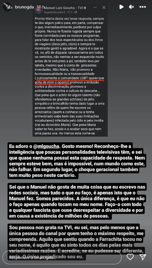 Bruno Almeida elogia Manuel Luís Goucha e revela: &#8220;Sou persona non grata na TVI, eu sei&#8230;&#8221;