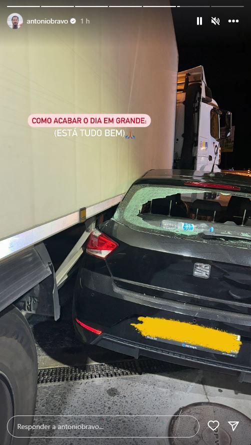 António Bravo sofre (aparatoso) acidente de carro: &#8220;Como acabar o dia em grande&#8230;&#8221;