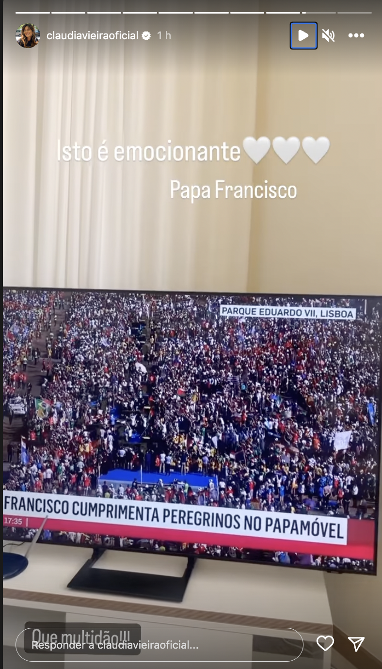 Cláudia Vieira emocionada com gestos do Papa Francisco: &#8220;Que grande empatia&#8230;&#8221;