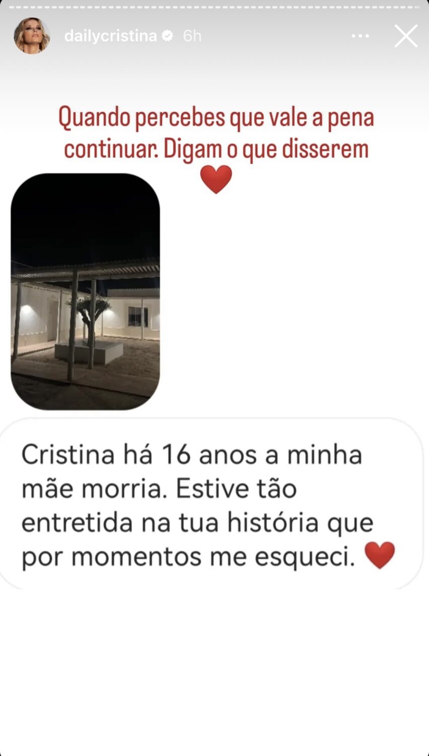 Cristina Ferreira revela mensagem de fã e “chuta” críticas: “Vale a pena, digam o que disserem…”