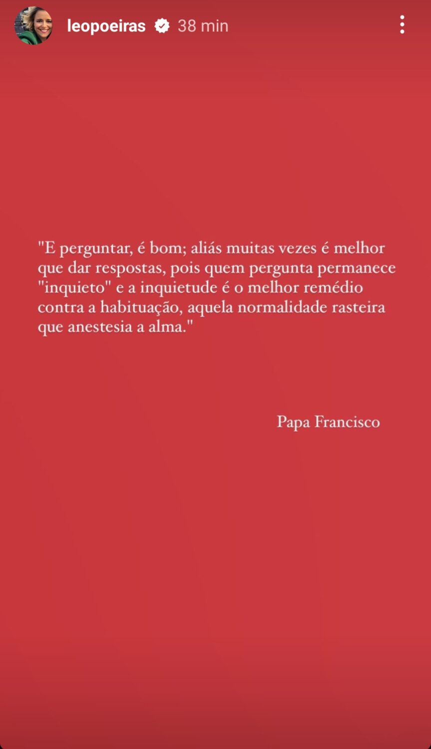 Leonor Poeiras desabafa após mensagem do Papa Francisco: &#8220;Não tem muito a ver, mas foi por isso que processei a TVI&#8230;&#8221;