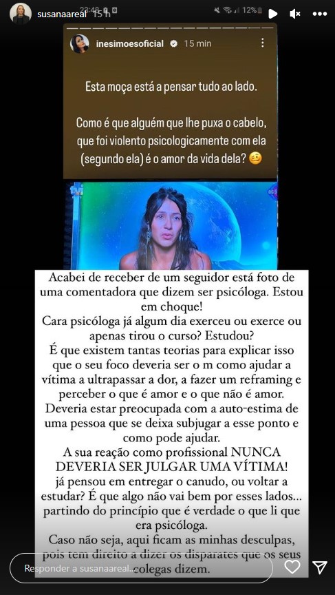 Susana Areal critica Inês Simões e retrata-se: &#8220;Caso não seja, ficam as minhas desculpas&#8230;&#8221;