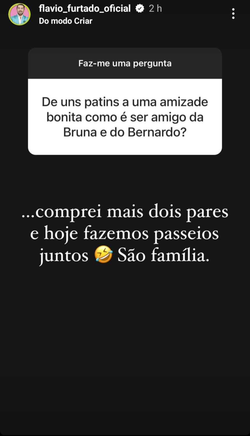 Flávio Furtado fala sobre amizade com Bruna Gomes e Bernardo Sousa e revela: &#8220;São família&#8230;&#8221;