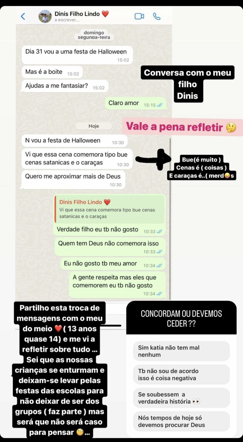 Katia Aveiro mostra troca de mensagens com o filho &#8220;do meio&#8221;: &#8220;Vale a pena refletir&#8230;&#8221;