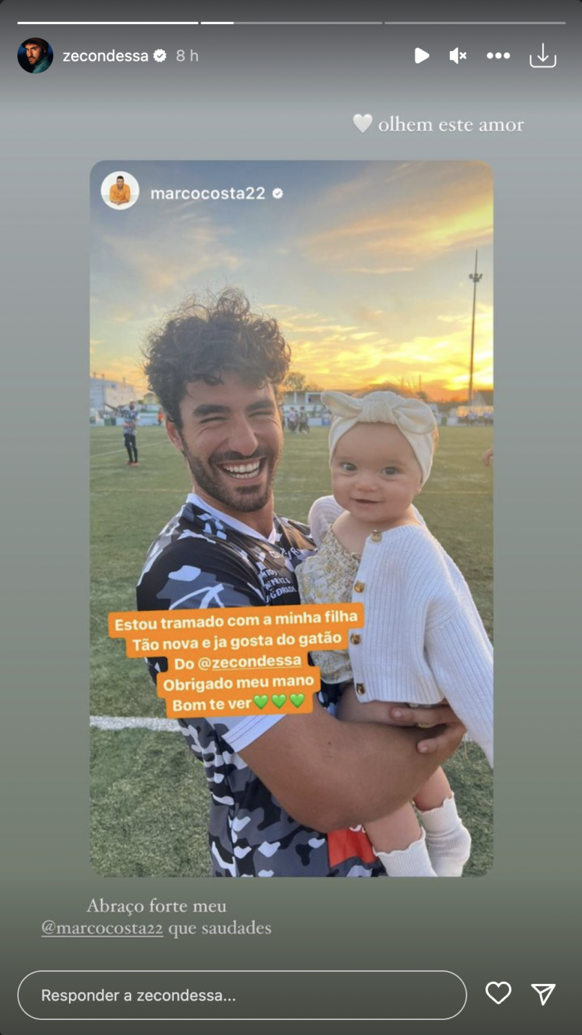 Marco Costa revela (bonita) foto da filha ao colo de José Condessa: &#8220;Estou tramado&#8230;&#8221;