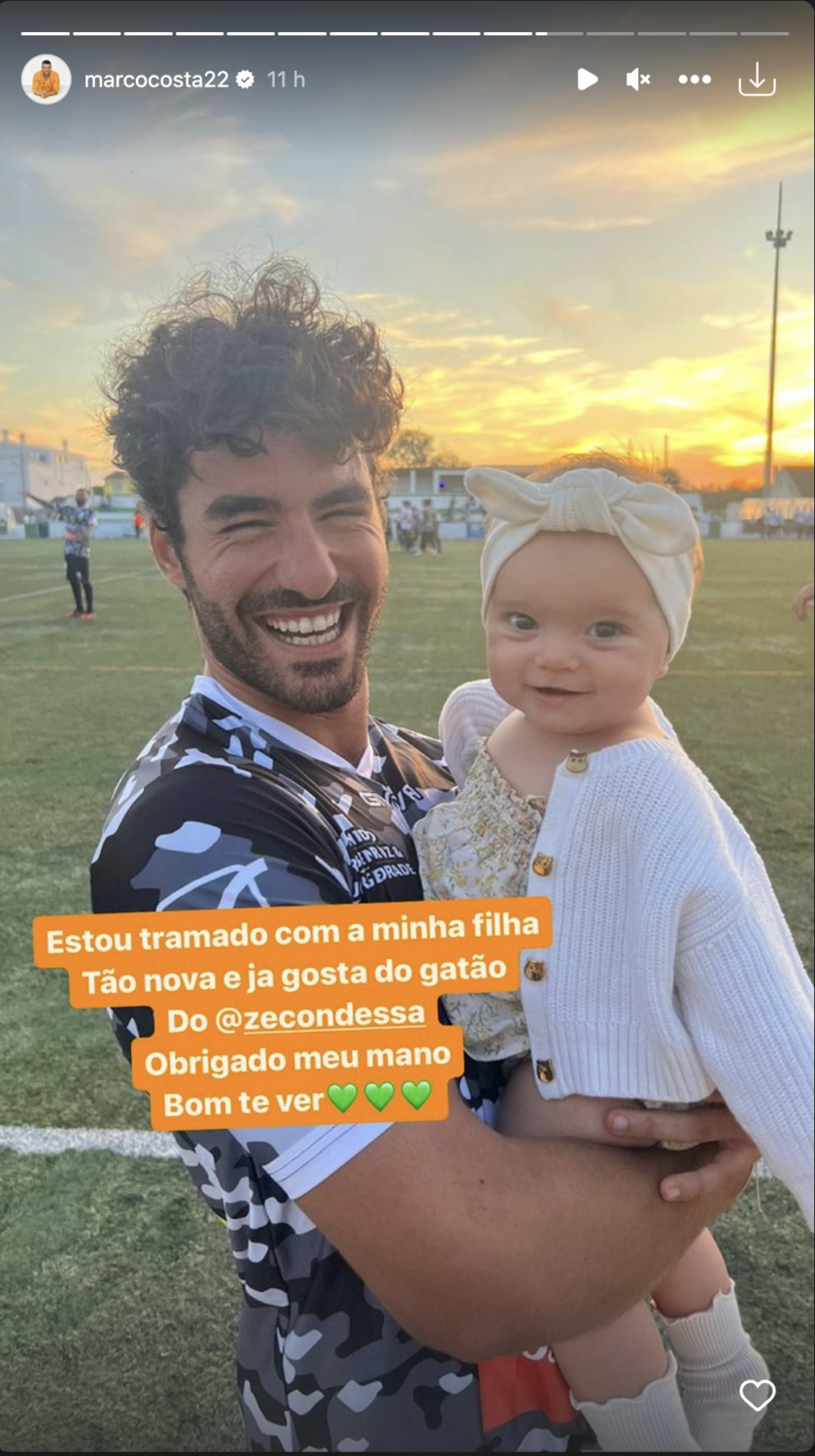 Marco Costa revela (bonita) foto da filha ao colo de José Condessa: &#8220;Estou tramado&#8230;&#8221;