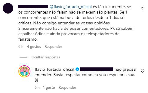 Flávio Furtado &#8220;critica&#8221; Francisco Monteiro e dá &#8220;resposta&#8221; a internauta: “És tão incoerente…”