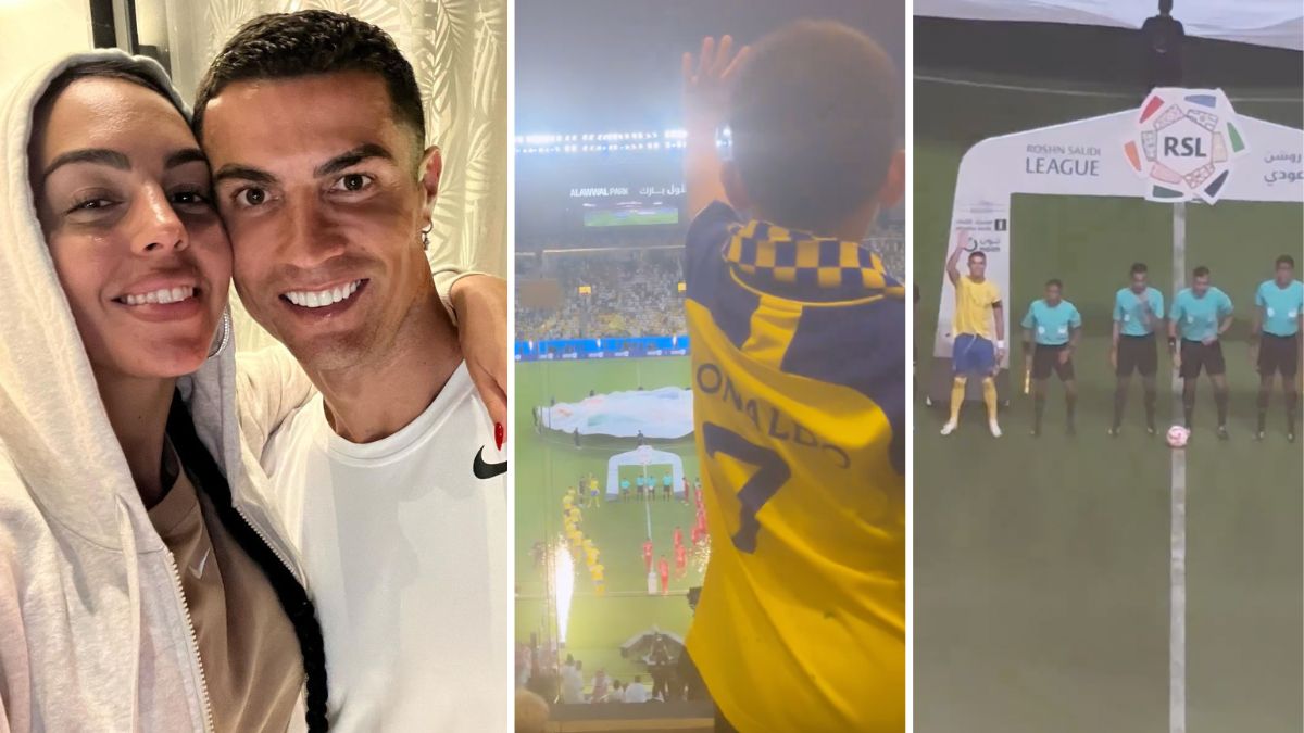 Georgina Rodríguez mostra felicidade dos filhos ao ver Cristiano Ronaldo em campo: &#8220;Orgulhosos do papá&#8230;&#8221;