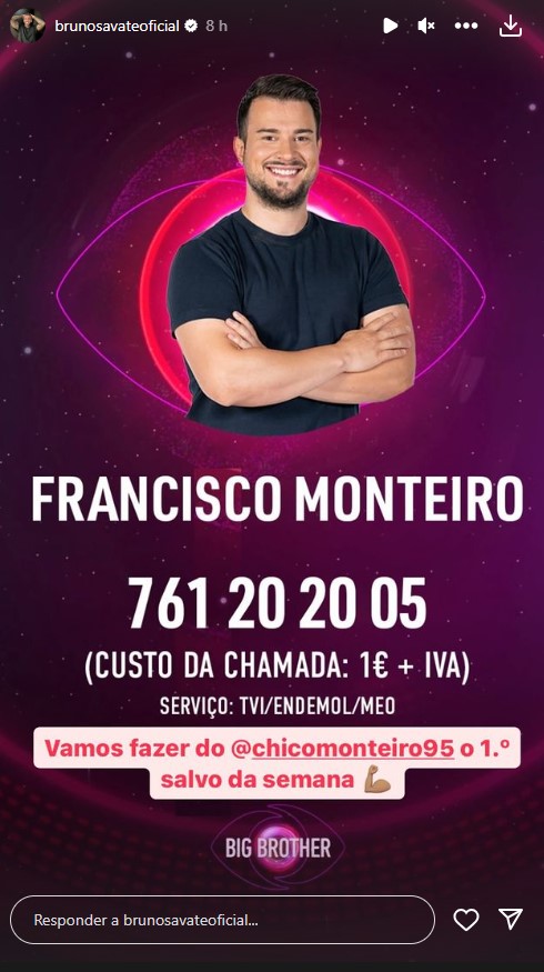 Francisco Monteiro está nomeado no Big Brother. Bruno Savate lança apelo