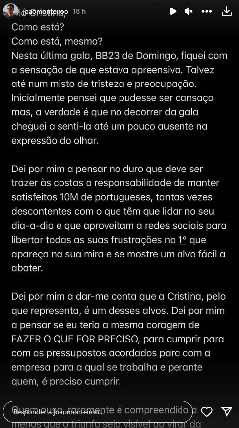 Irmão de Francisco Monteiro escreve &#8220;carta aberta&#8221; a Cristina Ferreira e opiniões dividem-se