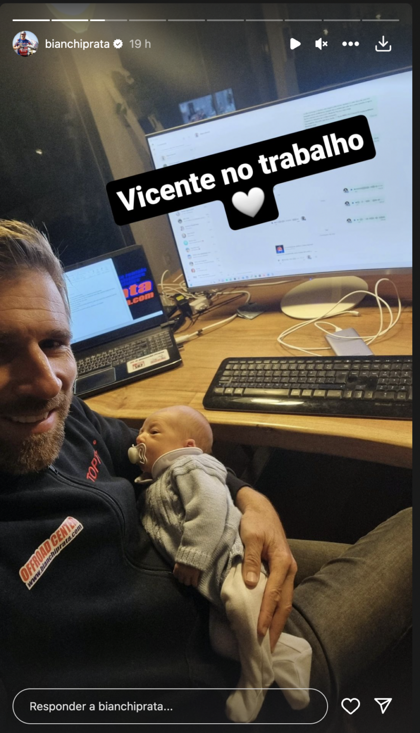 Que amor! Pedro Bianchi Prata revela (nova) foto com o filho: &#8220;Vicente no trabalho&#8230;&#8221;
