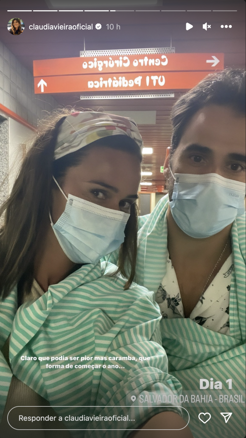 No Brasil, Cláudia Vieira mostra-se no hospital com a filha: &#8220;Que forma de começar o ano&#8230;&#8221;