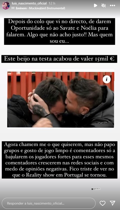 Luís Nascimento fala sobre Bruno Savate e aponta: &#8220;Este beijo na testa acabou de valer 15.000€&#8230;&#8221;
