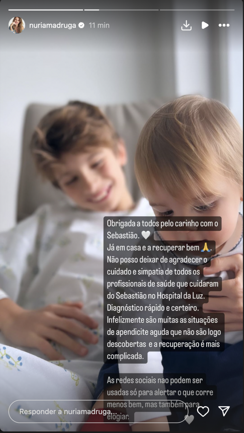 Núria Madruga dá &#8216;novidades&#8217; após internamento do filho: &#8220;Obrigada pelo carinho&#8221;