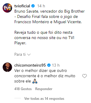 Melhor jogador? Francisco Monteiro reage às declarações de Bruno Savate: &#8220;Diz muito sobre ele&#8230;&#8221;