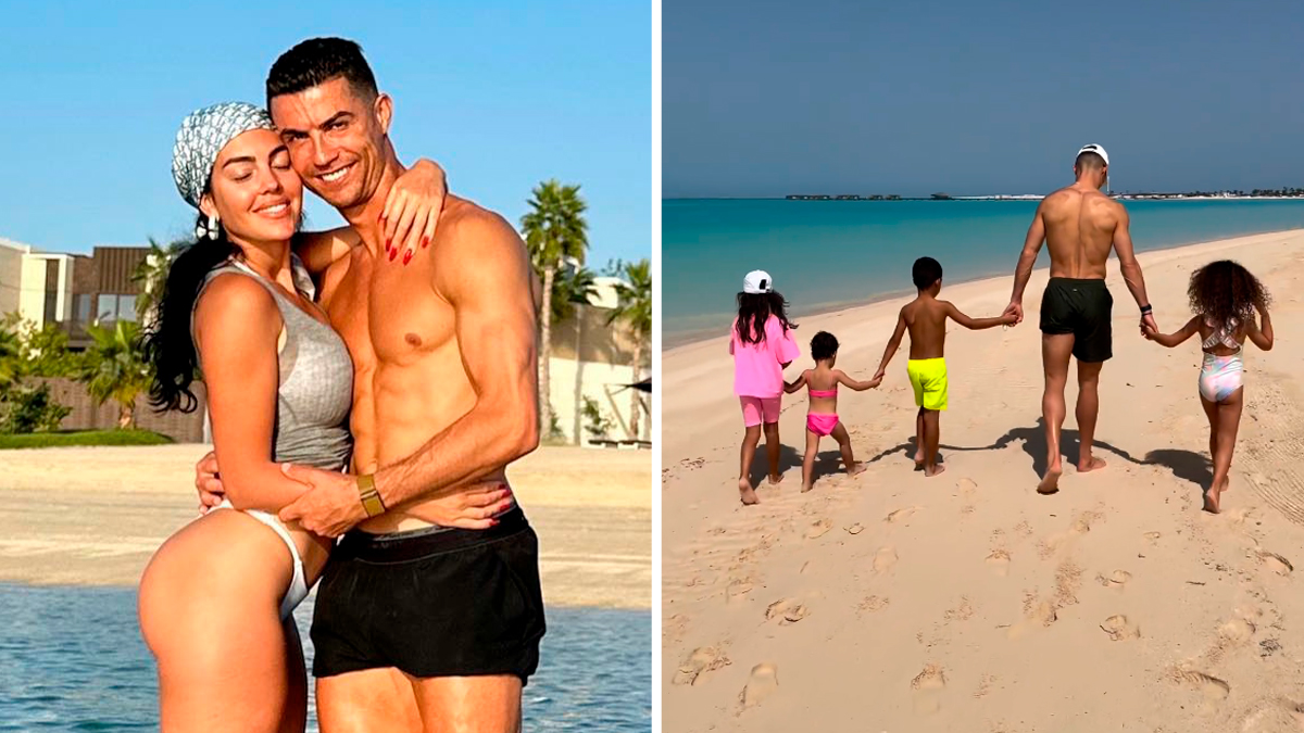 No &#8220;paraíso&#8221;, Cristiano Ronaldo revela &#8220;vídeo&#8221; encantador com os filhos: &#8220;Perto do céu&#8230;&#8221;