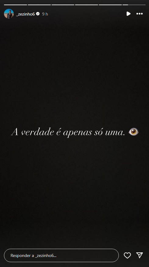 Traído? Zézinho &#8220;quebra silêncio&#8221; sobre Carolina Nunes com mensagem enigmática: &#8220;A verdade&#8230;&#8221;